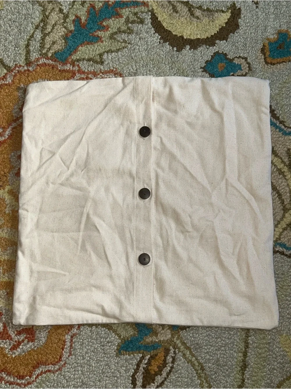 West Elm Embroidered Crewel Work Birds Cream Cushion Cover Boho OOAK
